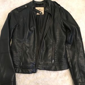 Black hollister leather jacket